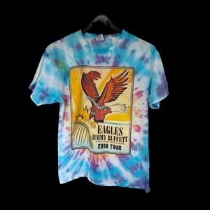 Eagles Jimmy Buffett 2018 Tour Tie Dye T-Shirt Large Fruit of the Loom Blue